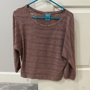 Dark Blush Lace Long Sleeve Top